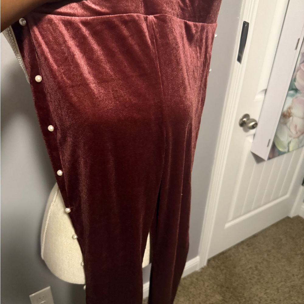 Torrid Elegant Velvet Jumpsuit with Pearl Accents